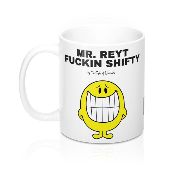 Yorkshire Mr Men Mug - Mr Reyt Fuckin Shifty - Yorkshire Clobber and Threads