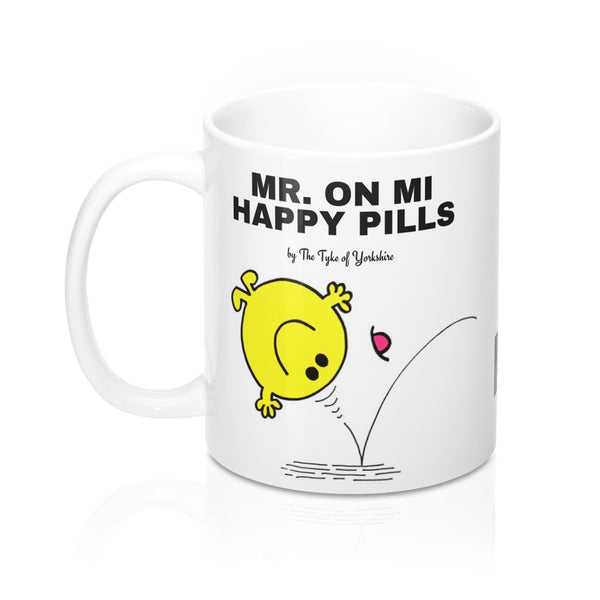 Yorkshire Mr Men Mug - Mr On Mi Happy Pills - Yorkshire Clobber and Threads