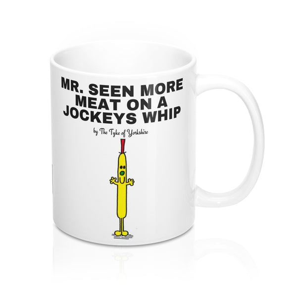 Yorkshire Mr Men Mug - Mr More Meat on a Jockeys Whip - Yorkshire Clobber and Threads