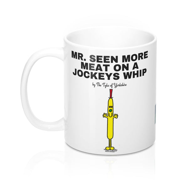 Yorkshire Mr Men Mug - Mr More Meat on a Jockeys Whip - Yorkshire Clobber and Threads