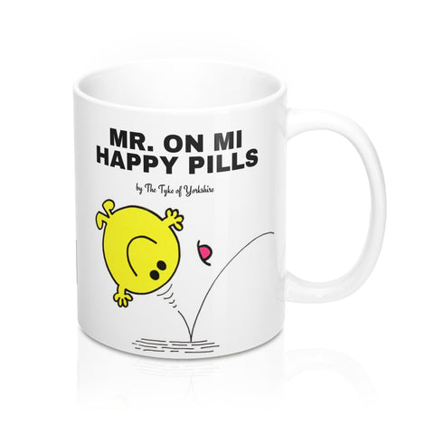 Yorkshire Mr Men Mug - Mr On Mi Happy Pills - Yorkshire Clobber and Threads